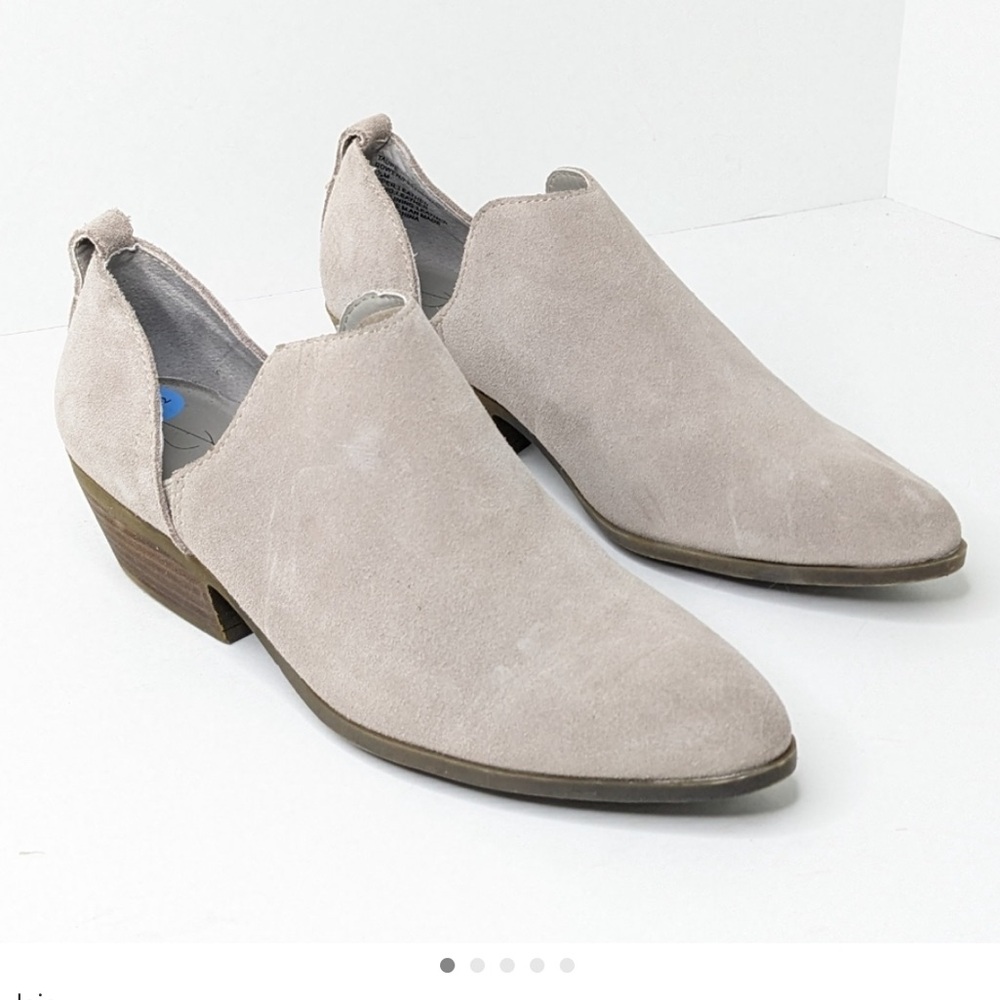 Joie Rowen Grey Suede Leather Low Ankle Cut Out Heel Boots Pale Grey 10